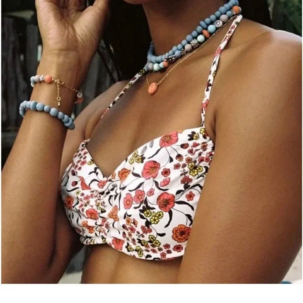 NWT Maaji Wild Flower Selena REVERSIBLE Bandeau Bikini Top L